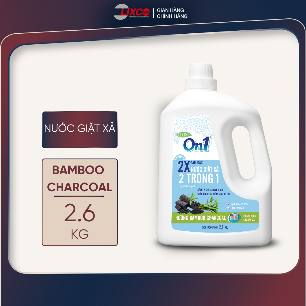 Nước giặt xả On1 hương Bamboo Charcoal 2.6Kg sạch khuẩn, khử mùi, kết hợp giặt xả 2 trong 1 N6901 - 