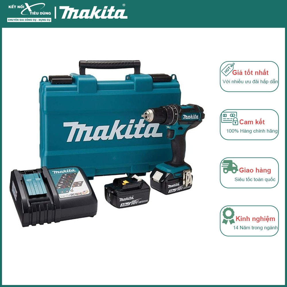 Máy khoan búa vặn vít dùng pin Makita DHP482Z 18V - Thiết bị cầm tay chuyên nghiệp