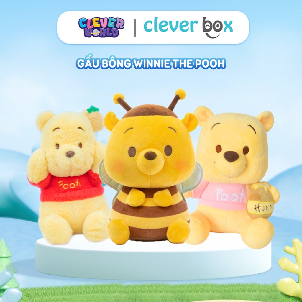 Gấu Bông Winnie The Pooh Disney Chính Hãng AOGER, Thú Bông Dễ Thương, Quà Tặng Bé Gái Clever Box