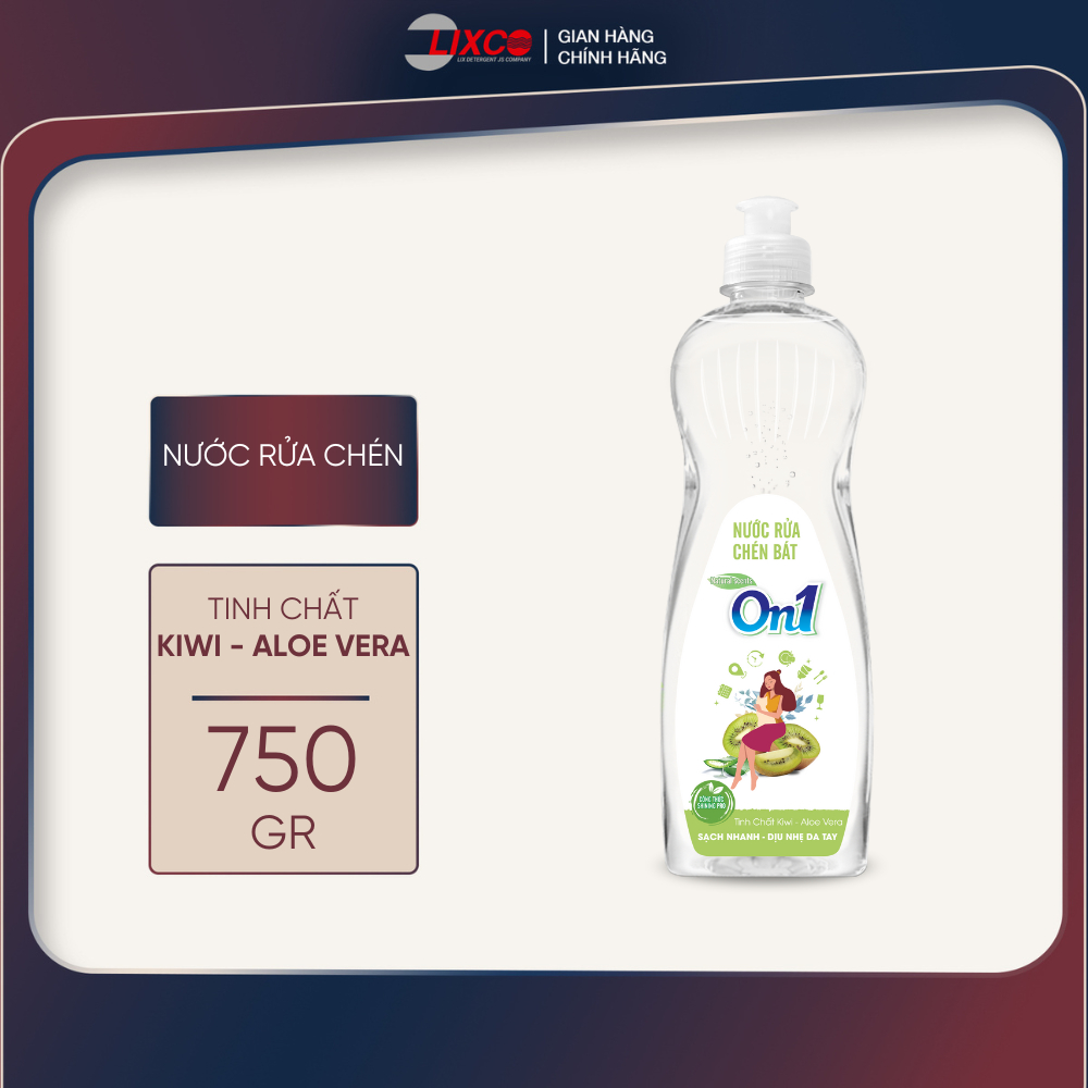 Nước rửa chén On1 tinh chất kiwi và aloe vera 750g sạch bóng vết dầu mỡ N5018