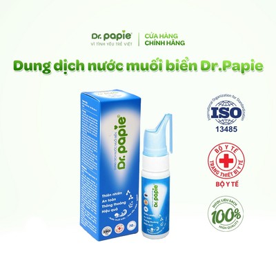 Dung Dịch Xịt Mũi Thông Thoáng Mũi, Ngăn Ngừa Viêm họng Dr.Papie Nước Muối Biển Sâu 70ml/chai