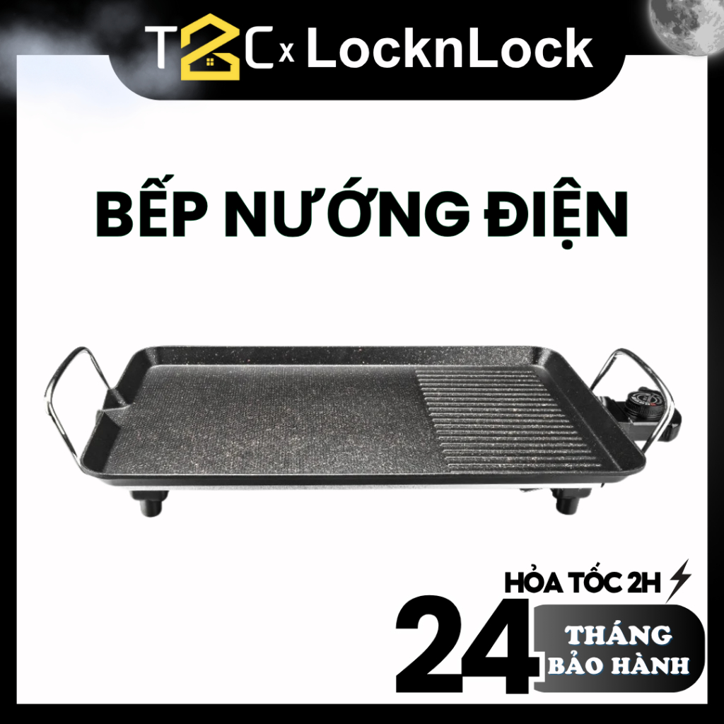 Bếp nướng điện LocknLock Có Tay Cầm Công Suất 1800W Màu Đen Chính Hãng EJG212BLK - T2C