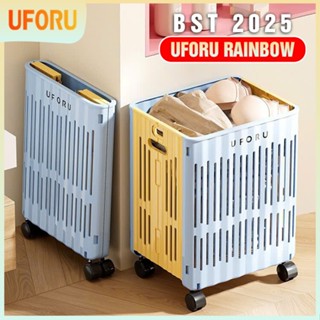 [UFORU x RAINBOW] - Giỏ đựng đồ quần áo bẩn, khăn tắm, chăn ga đệm có bánh xe di chuyển tiện lợi có thể gấp gọn - UF685