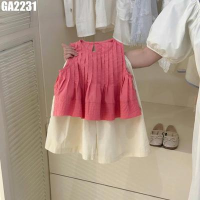 Set Áo Sát Nách Họa Tiết Hoa Quần Lửng Ống Rộng Cho Bé Gái 1 - 5 Tuổi MINTSCLOSET Quảng Châu GA2338
