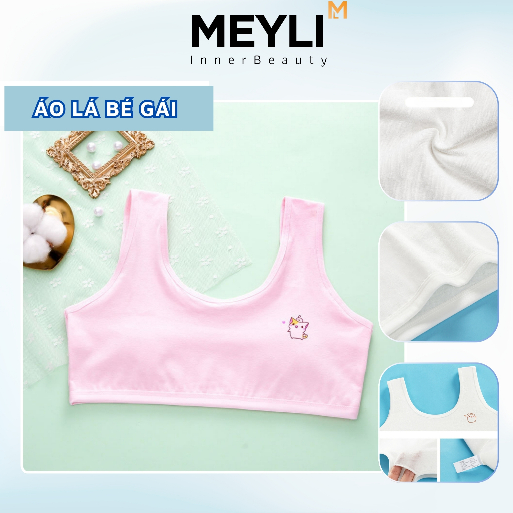 Áo Lá Bé Gái Dậy Thì – Áo Lót Học Sinh Cotton Co Giãn Họa Tiết Dễ Thương MEYLI B341