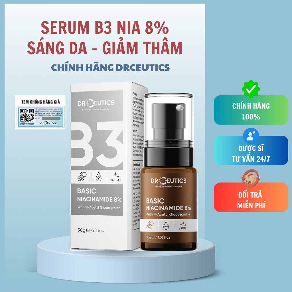 DRCEUTICS Serum Niacinamide 8% DrCeutics Giảm Thâm Sáng Da Kiềm Dầu