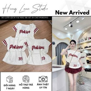 ÁO LEN LƯỚI LỆCH VAI MÀU BE SỐ 39 CHỮ POKIOVO