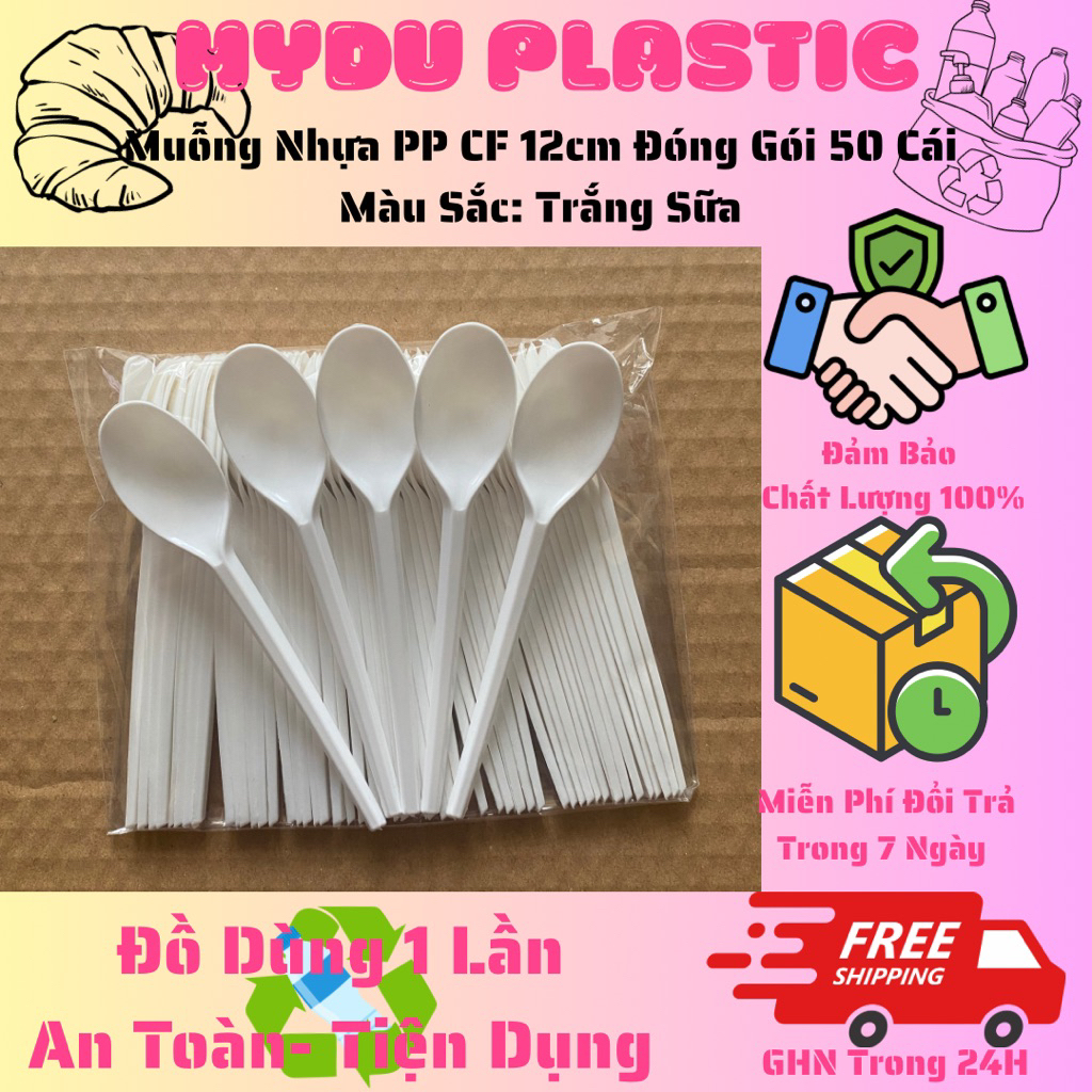 Muỗng Nhựa PP CF Trắng Sữa 12 cm (THH)- ( NamNhi)