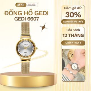 Đồng Hồ Nữ Gedi 6607 Dây Kim Loại Chính Hãng Mặt Tròn Size Nhỏ 22mm Thiết Kế Thời Trang, Chống Nước Bảo Hành 12 Tháng