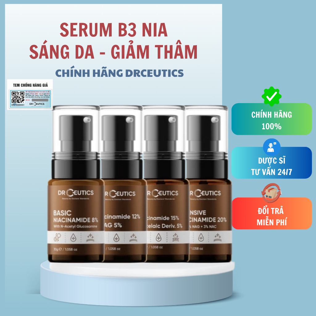 Tinh Chất Serum Drceutics B3 Niacinamide Giảm Thâm, Dưỡng Trắng Da, Hỗ Trợ Kiềm Dầu