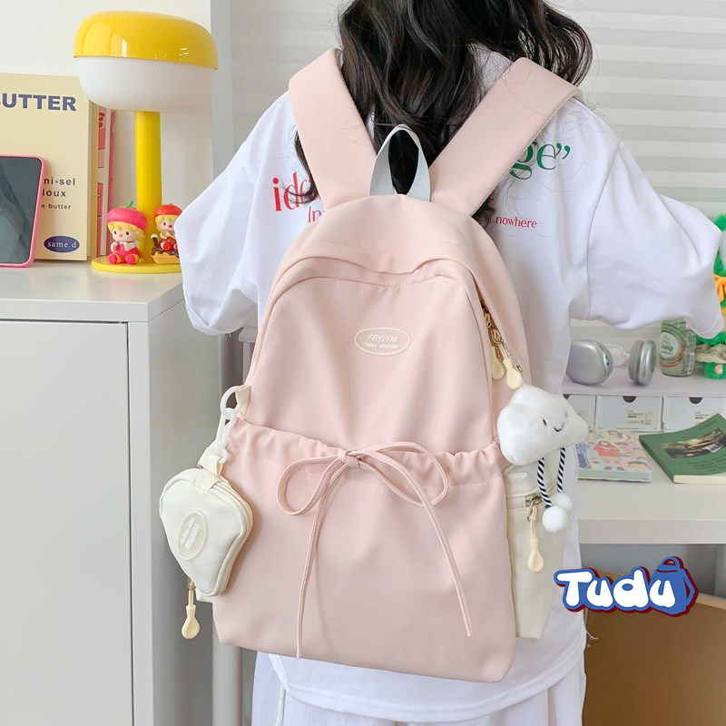 Balo nữ đẹp Tudu Phong cách thời trang Hàn Quốc đơn giản màu trơn, Ba Lô Đi Học vải chống nước CN014 | BigBuy360 - bigbuy360.vn