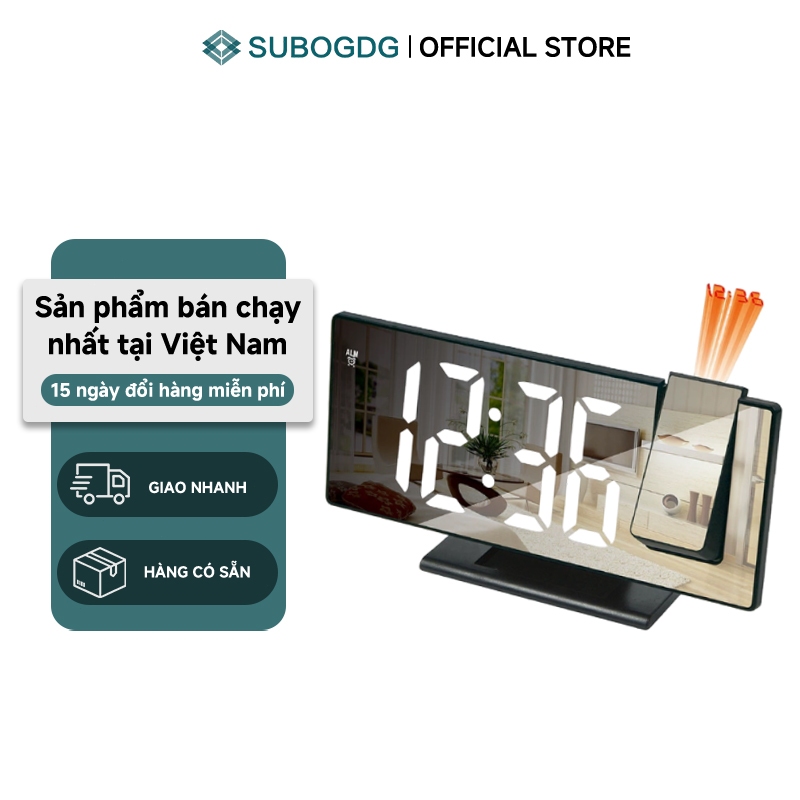 SUBOGDG Đồng hồ để bàn led báo thức thông minh với tính năng chiếu giờ trên trần nhà độc đáo