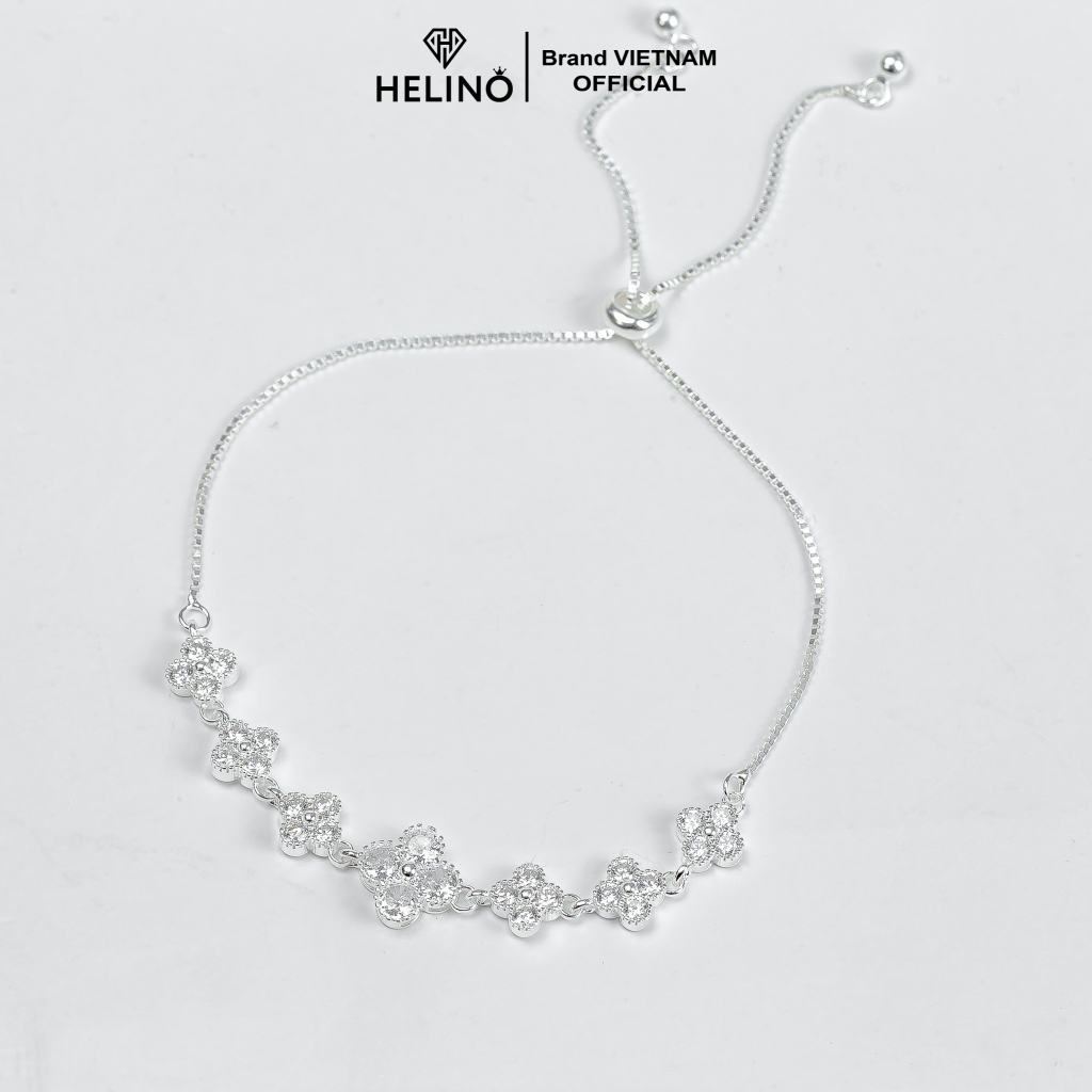 Lắc tay bạc nữ HELINO dây rút dải hoa đính đá xinh xắn V22