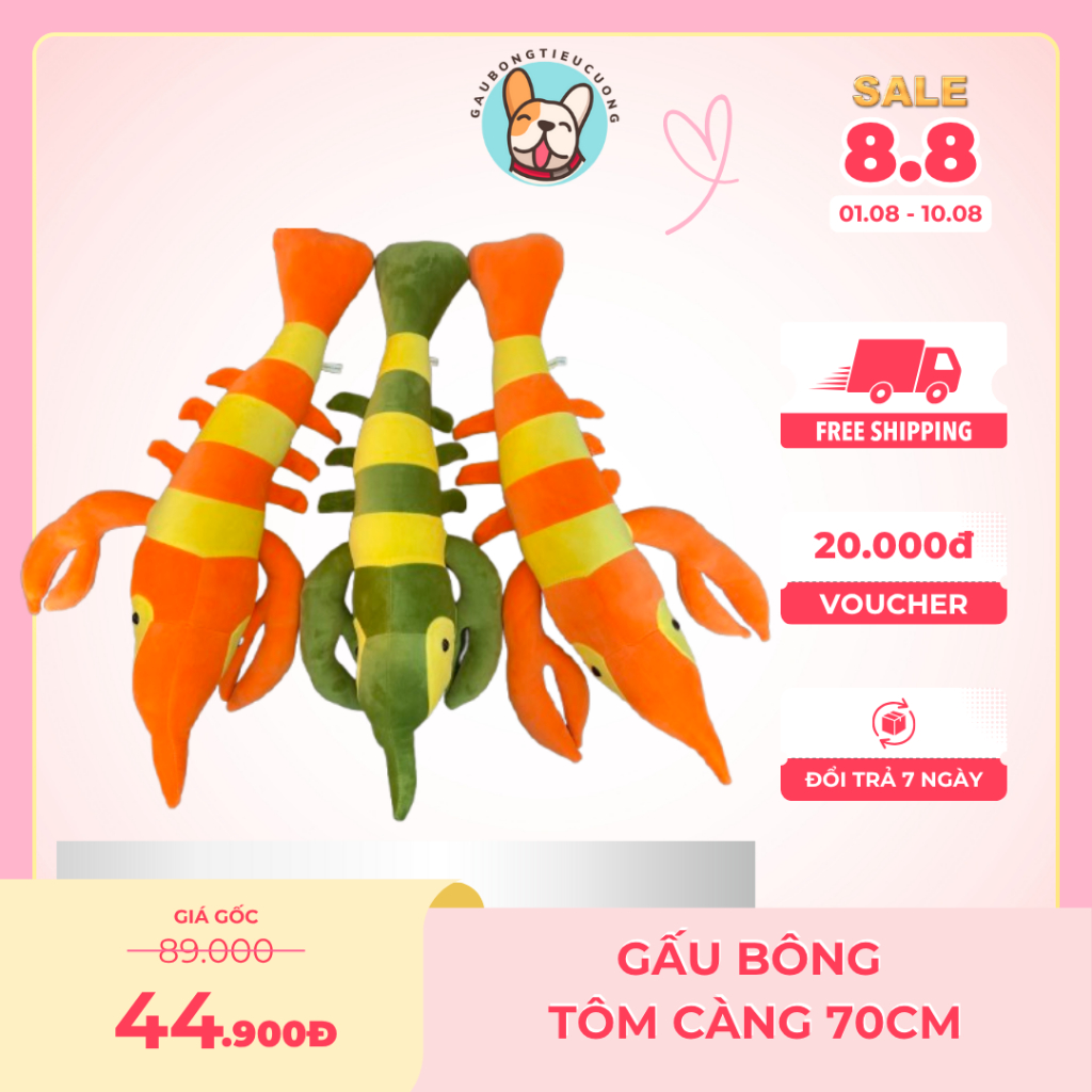 [RẺ VÔ ĐỊCH] Gấu Bông Tôm 70cm Vải Thun 4 Chiều, Thú Nhồi Bông Tôm 70cm Vải Thun Miniso Mềm Mại