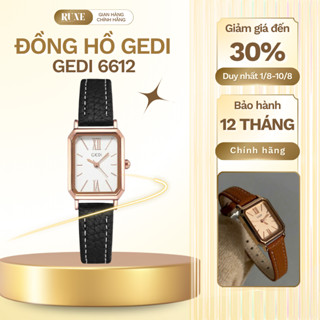 Đồng Hồ Nữ Gedi 6612 Chính Hãng Dây Da Mặt Vuông Thời Trang Tối Giản Chống Nước 3ATM