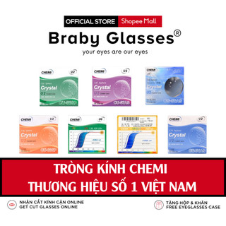  Tròng kính cận loạn viễn thị Braby Glasses dòng Chemi cao cấp chống tia uv lọc ánh sáng xanh đổi màu khi ra nắng 