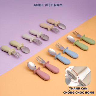 Thìa Dĩa Inox Cao Cấp Không Gỉ Có Thanh Chống Hóc Cho Bé Tập Ăn Dặm ANBE Việt Nam 