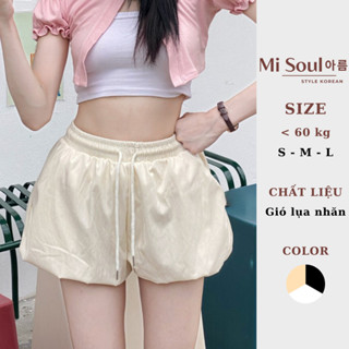 Quần Bí Gió Cạp Chun Nữ Dáng Xòe Bồng MiSoul, Quần Short Dáng Bí Chất Gió Lụa Nhăn Mềm Mại BigSize 449