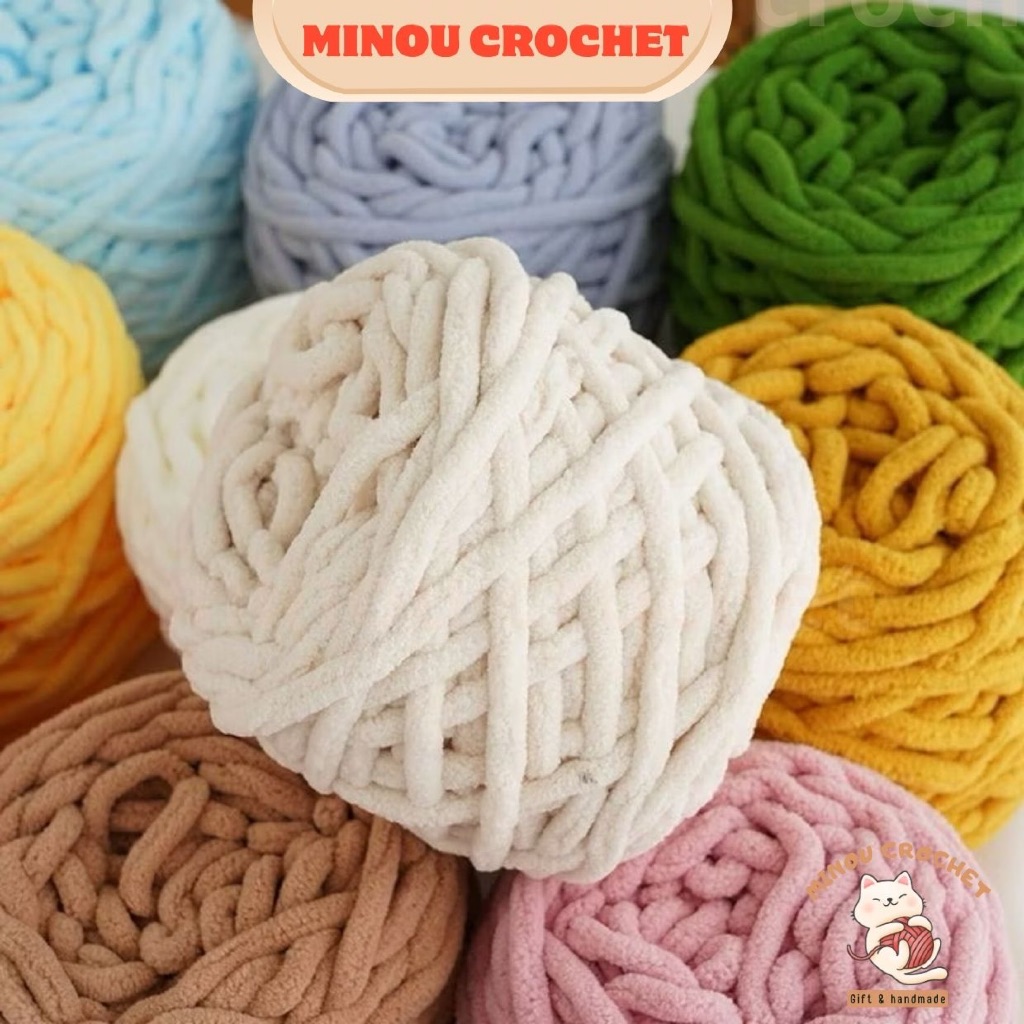 Len nhung đũa - len bông sữa - đan móc khăn quàng, thảm, chăn, thú bông khổng lồ mềm mịn 100g