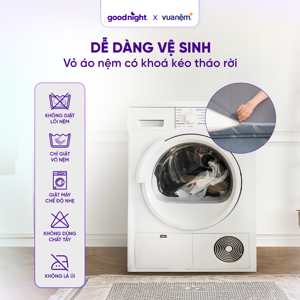 [TẶNG 2 GỐI] Nệm Gấp 3 Vua Nệm Goodnight Core (Akita) 8cm, Nệm Foam, Đệm sinh viên | BigBuy360 - bigbuy360.vn