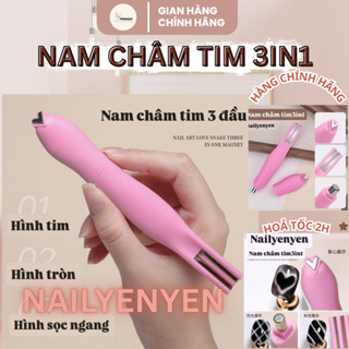 Nam châm tim 3in1 hơ mắt mèo siêu sáng tiện lợi màu hồng