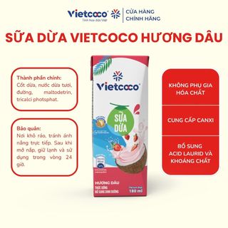 Sữa dừa UHT Vietcoco 180ml Hương Dâu