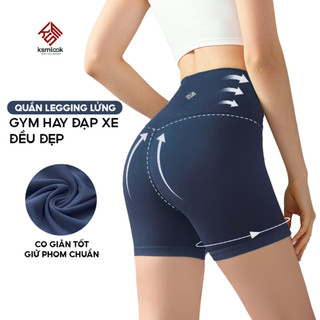  Quần legging đùi thể thao nữ KSM tập gym yoga dance nhảy cạp cao nâng mông tôn dáng cao cấp vải mềm thoáng khí QLG603 