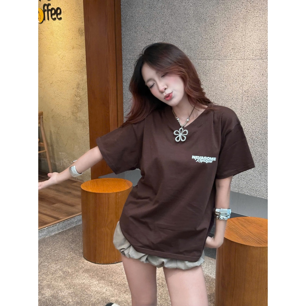 Áo Thun V - Neck Boxy Tee Represent Nevasome Cotton 250gsm Local Brand Tay Lỡ Form Boxy Rộng Nam Nữ | BigBuy360 - bigbuy360.vn