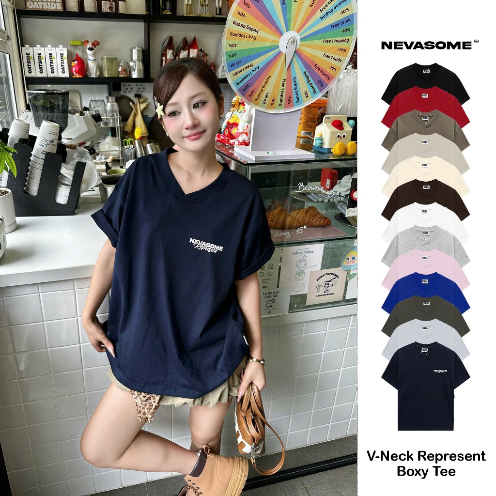 Áo Thun V - Neck Boxy Tee Represent Nevasome Cotton 250gsm Local Brand Tay Lỡ Form Boxy Rộng Nam Nữ | BigBuy360 - bigbuy360.vn