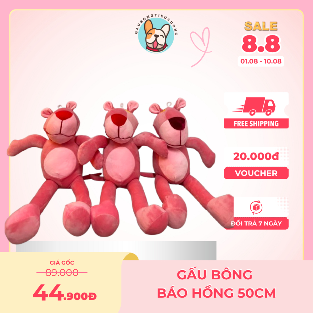 [HỎA TỐC HCM] Gấu Bông Báo Hồng 50cm Vải Thun Miniso, Thú Nhồi Bông Báo Hồng 50cm Vải Thun 4 Chiều