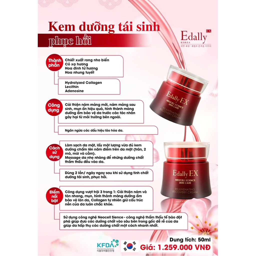 [Chính Hãng] Kem dưỡng tái sinh phục hồi nàn da edally