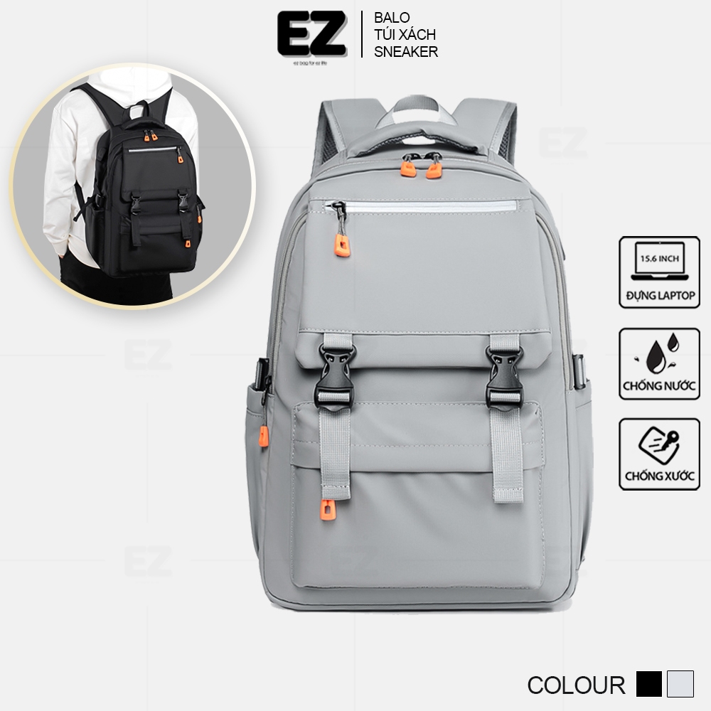 Balo đi học chống nước cao cấp BLU03 có cổng sạc USB , Balo nam nữ đi học du lịch đựng laptop 15.6 inch vải Oxford