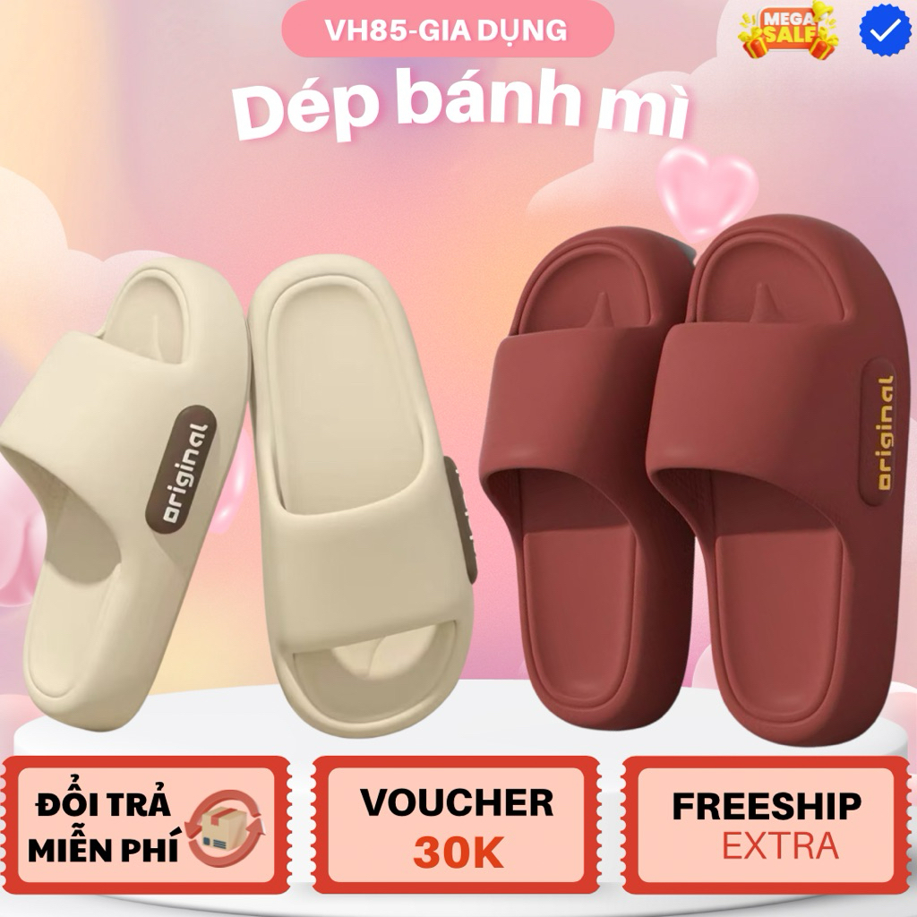 Dép Bánh Mì Nền Cao Unisex – Dép Nam Nữ Êm Chân, Chống Trơn, Phong Cách Năng Động