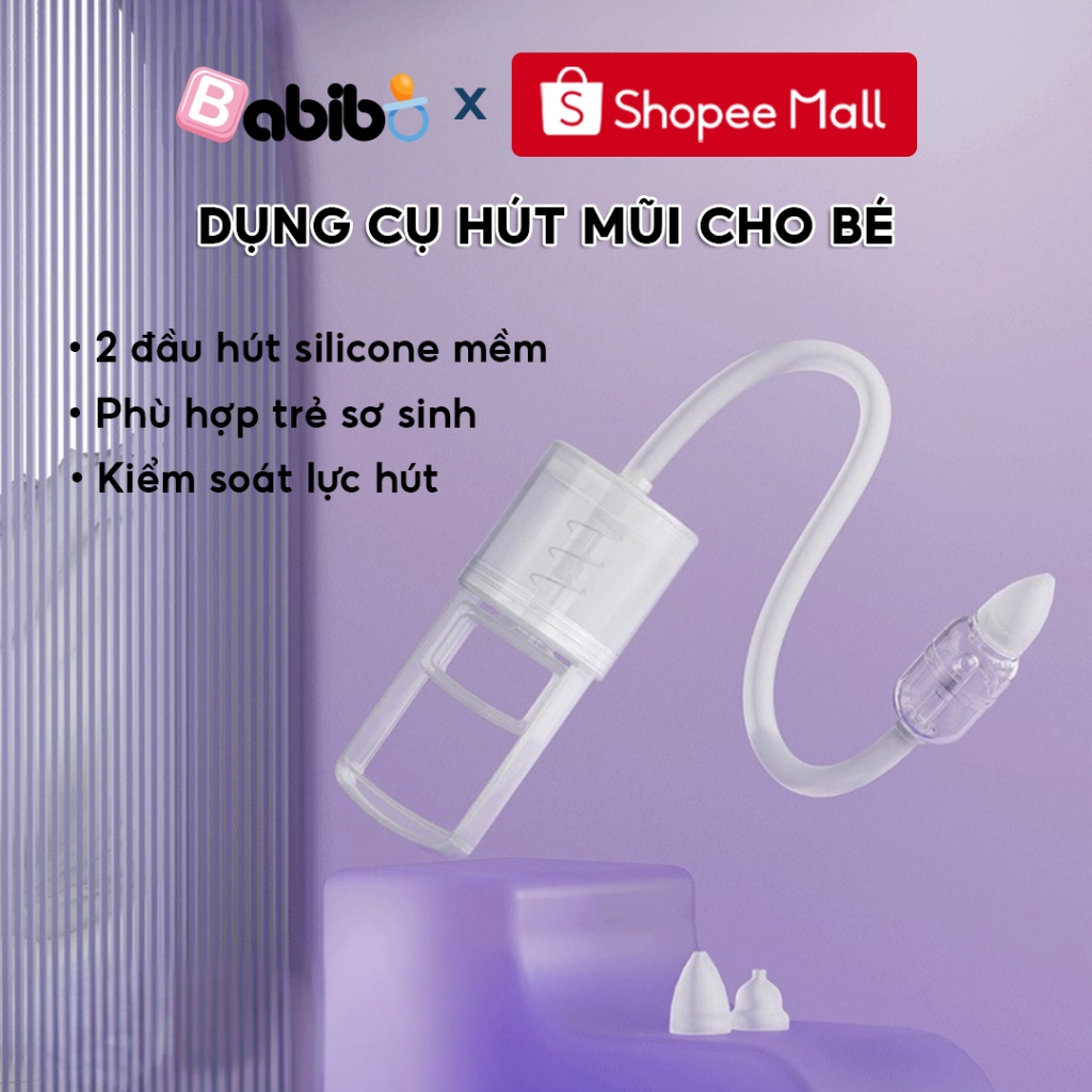 Dụng cụ hút mũi cho bé BABIBO – Đầu hút silicone mềm, lực hút mạnh, chống chảy ngược, an toàn cho bé