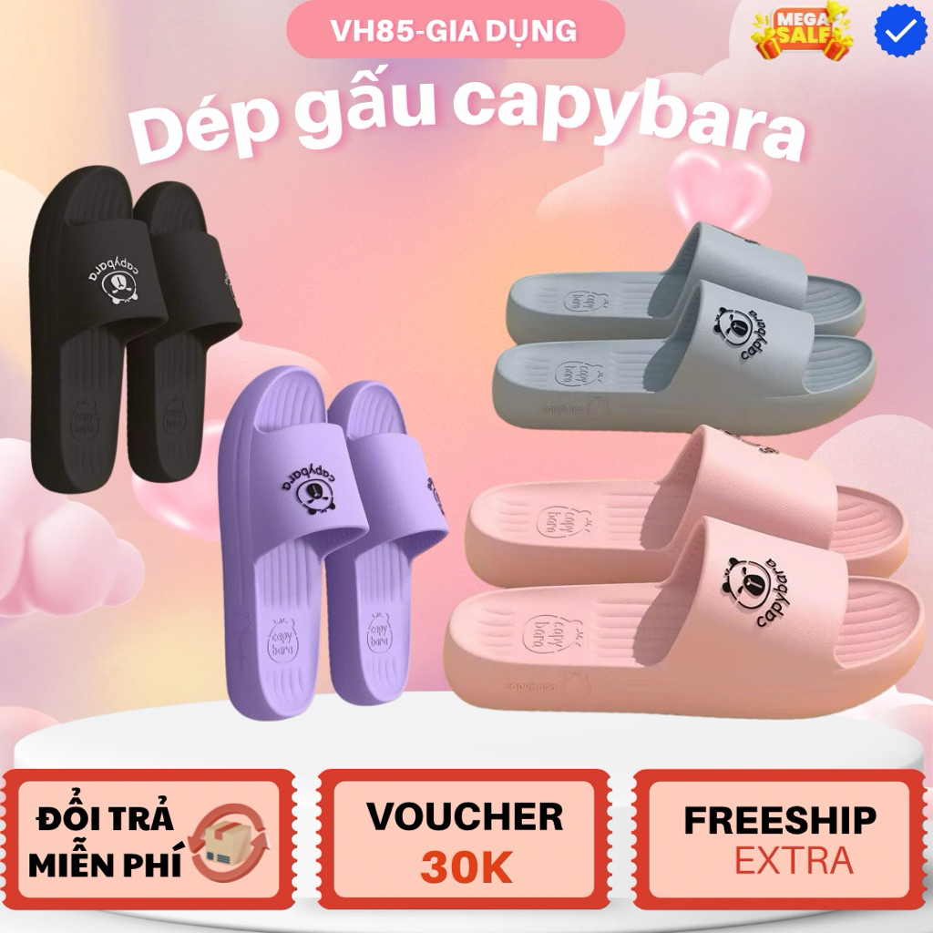Dép Đi Trong Nhà Hình Gấu Capybara – Dễ Thương, Êm Chân, Chống Trượt Nam Nữ