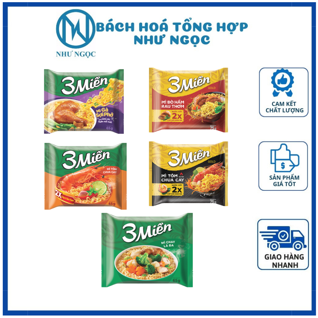 Mì 3 Miền Chua Cay/Gà Sợi Phở/ Chay Lá Đa - Bách Hóa Tổng Hợp Như Ngọc