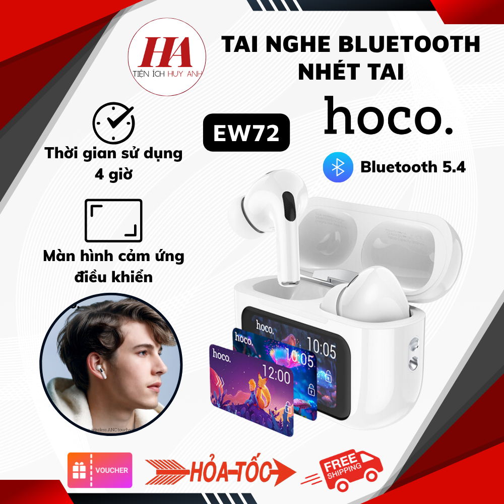 Tai Nghe Bluetooth Hoco EW72 - Màn Hình Cảm Ứng Điều Khiển - Chống Ồn ANC Có Mic Đàm Thoại