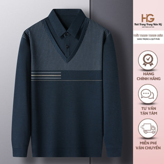  Áo Dài Tay Nam Trung Niên Cổ Sơ Mi Thiết Kế Giả Hai Lớp Chất Mềm Mát Mặc Xuân Thu Món Quà Ý Nghĩa Tặng Bố  139  