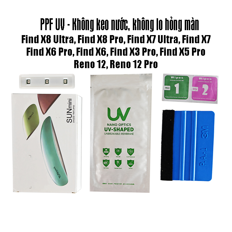Miếng dán PPF UV Oppo Find X6 Pro, Find X6, Finx X7 Ultra, Find X8 Pro, Reno 12 Pro, Find X5 Pro, Fi