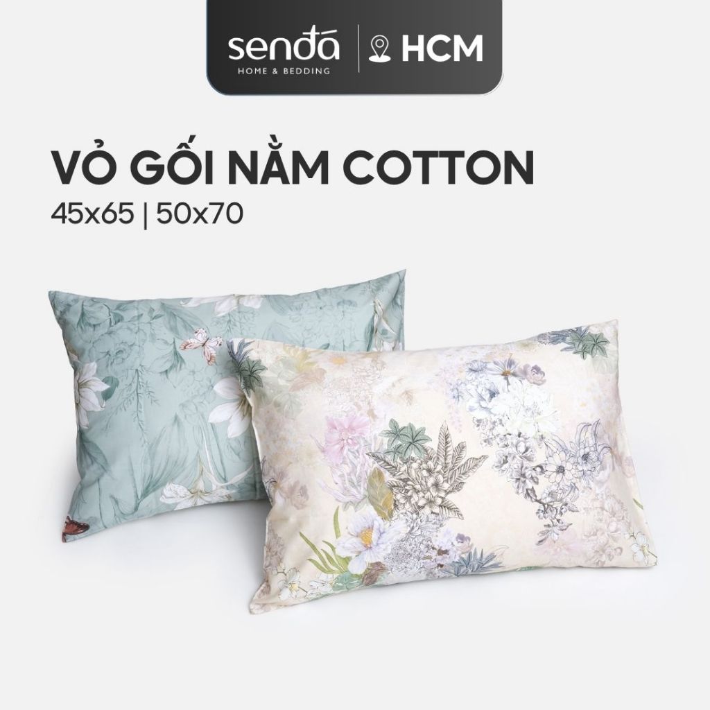 Vỏ gối Cotton 50x70 45x65 cm Sen Đá Bedding họa tiết, bao áo gối nằm cotton thô lụa cao cấp