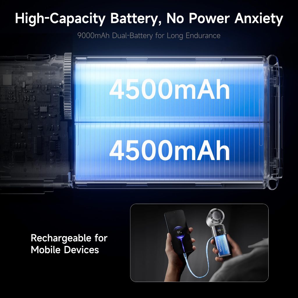 Tiankeplus TF50 – Quạt Cầm Tay Sò Lạnh Fans Ice, Quạt Tích Điện Pin 9000mAh, Có Sạc Dự Phòng & Đèn Pin, Gấp Gọn Đeo Cổ | BigBuy360 - bigbuy360.vn