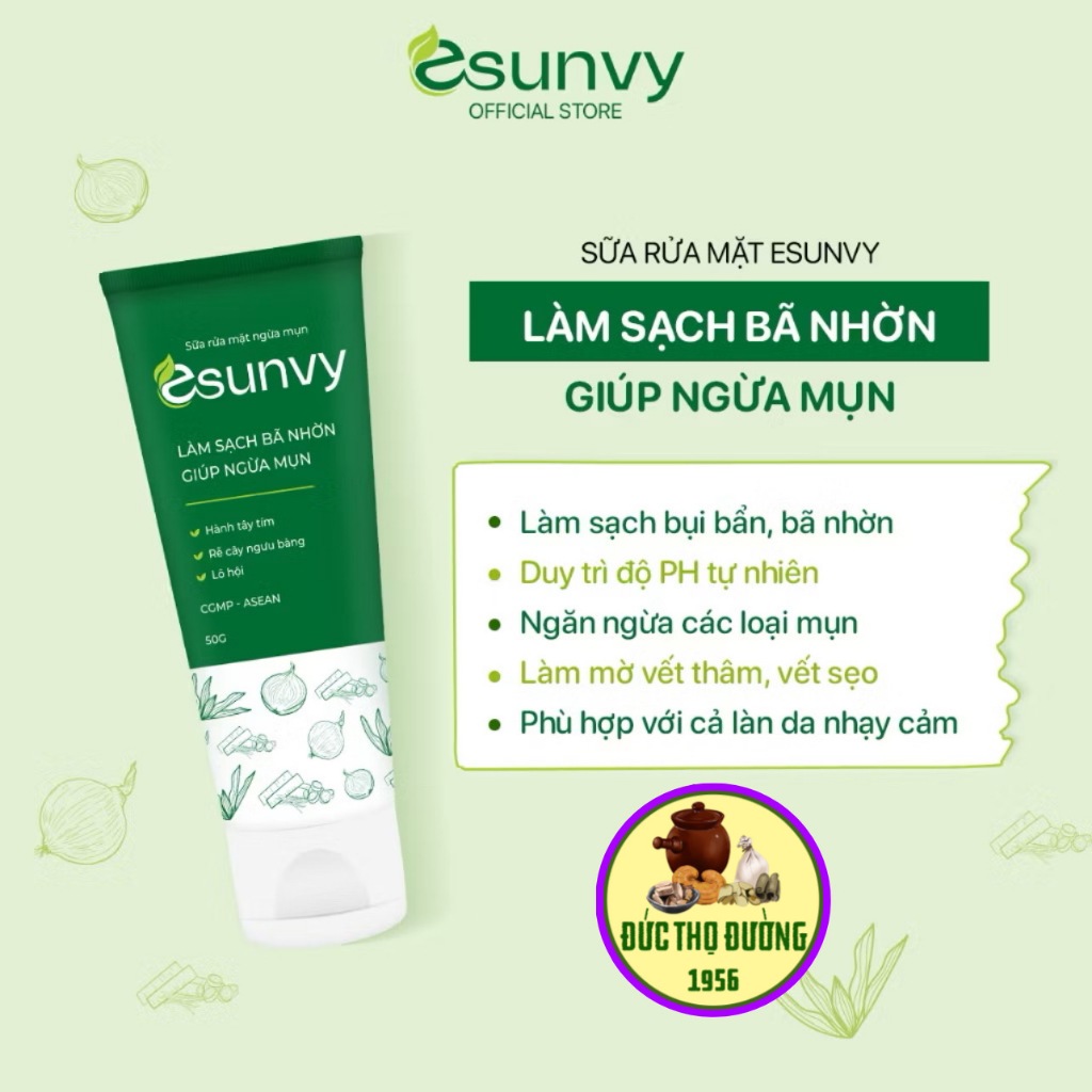 Sữa rửa mặt ngừa mụn Esunvy - ngăn ngừa mụn đầu đen, mụn ẩn, mụn bọc, mụn cám, da dầu