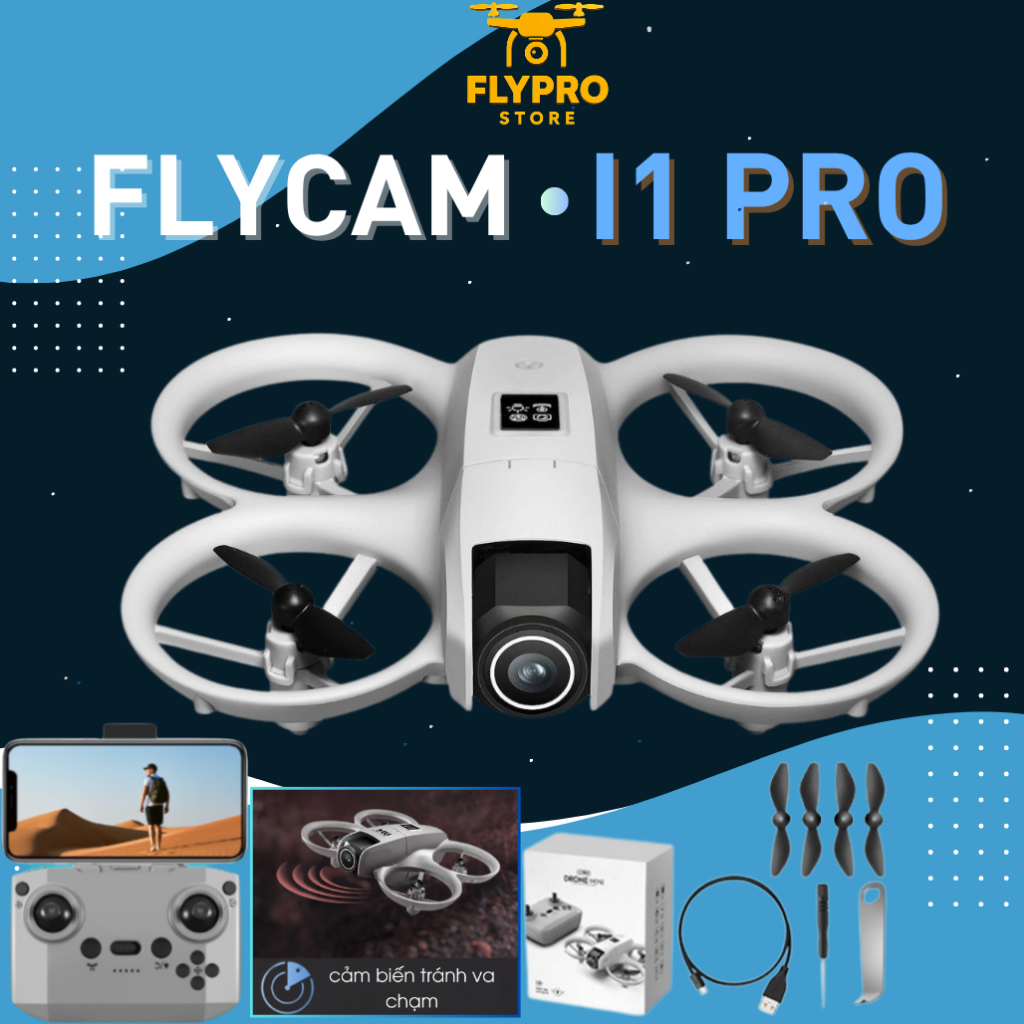 Flycam I1 Pro – Tránh chướng ngại 3 hướng, camera xoay 180°, Flaicam siêu rẻ cho người mới