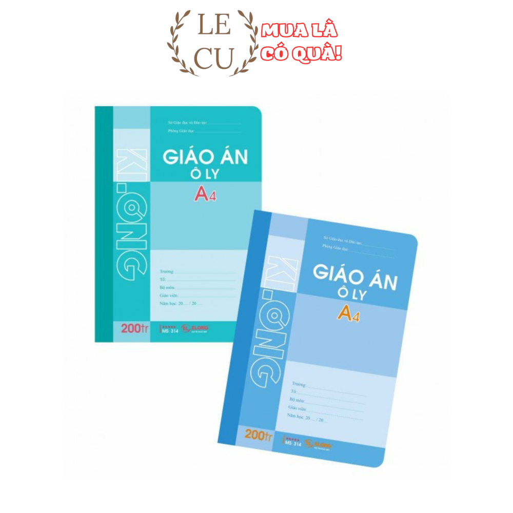 [Combo 3/1] Vở giáo án ô ly - 200 trang; Ms 314 (T4)