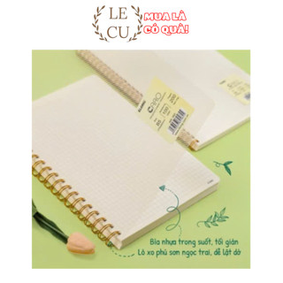  Vở lò xo kép Caro  6x6  mm B5 A5  A6  - 120  200 trang - Bìa nhựa trong suốt giấy vàng dầy đẹp chống mỏi mắt không lề 