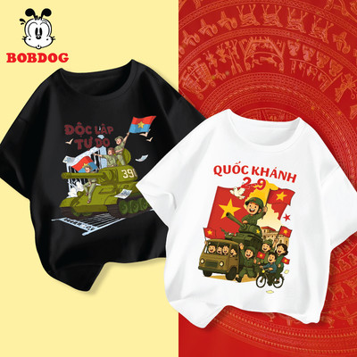 Áo thun cho bé BOBDOG áo cộc chất liệu cotton co giãn in hình ĐỘC LẬP TỰ DO cho bé mừng quốc khánh
