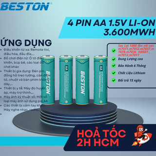 Hộp 4 Pin sạc 2A 1.5V Lithium Beston - AA - 3600mWh, sạc M7036 pin máy ảnh, pin micro, pin đồ chơi