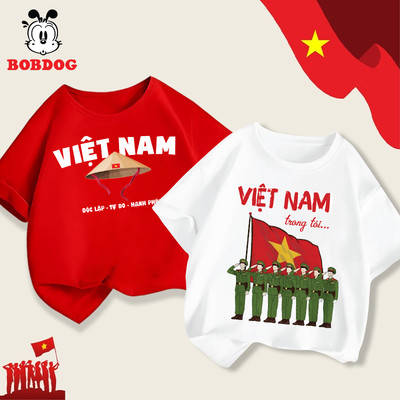 Áo thun bé trai bé gái BOBDOG, áo cộc chất cotton thoáng mát in hình VIỆT NAM mừng ngày 2/9 cho bé