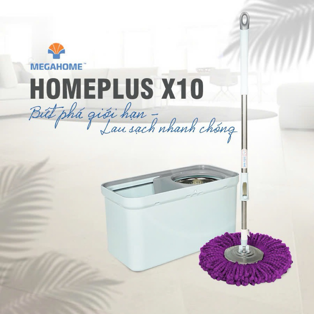 [CHÍNH HÃNG✨] Bộ lau nhà Megahome Homeplus X10 thùng lau vuông sang trọng, cây lau siêu nhẹ, màu ngẫ