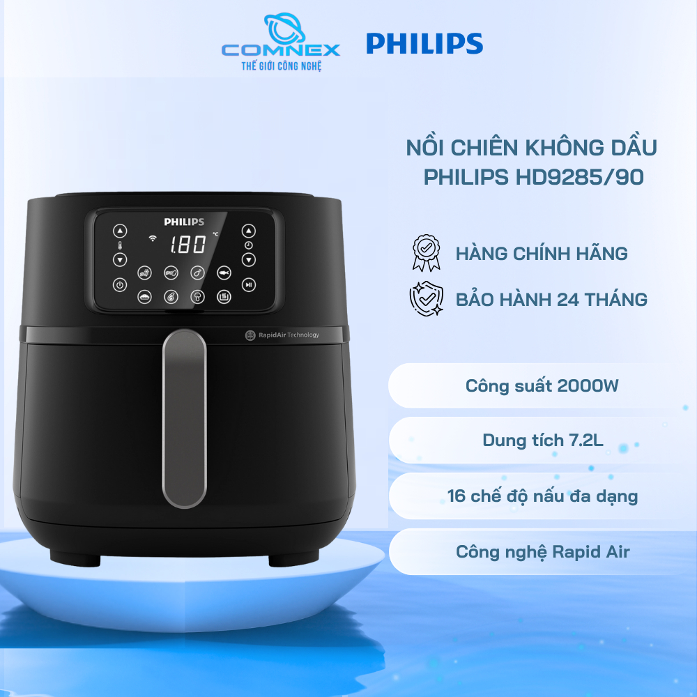 Nồi chiên không dầu Philips HD9285/90 Size XXL Wifi Connected - Hàng Chính Hãng